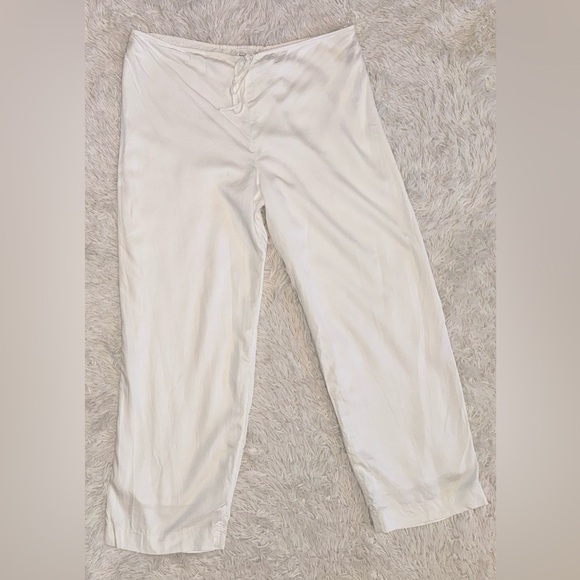 NEW HOUSE OF CB Cleo Drawstring White linen Pants Sz L - Picture 3 of 8